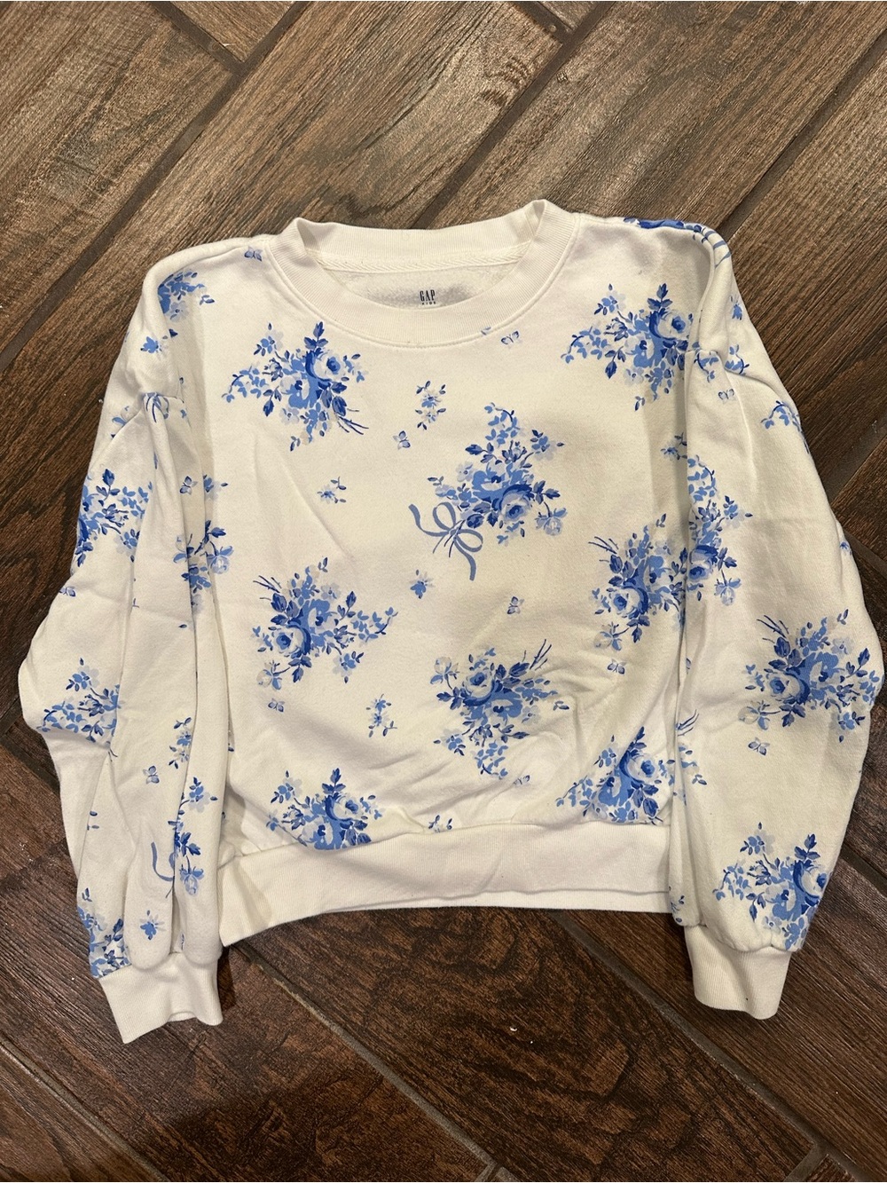10 (L) Gap Kids blue toile floral sweatshirt